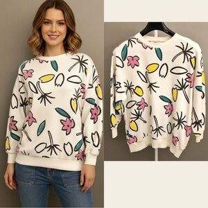 Vintage Oversized Multicolored Artsy Colorful Pattern Sweatshirt Sweater Jumper.